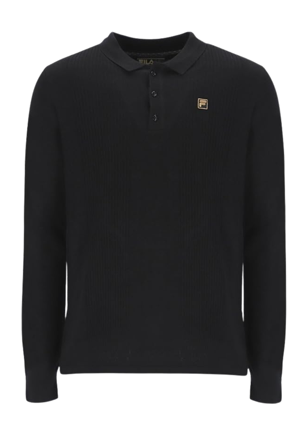 Fila Gold Frank Long Sleeve Knit Polo in Black – Empire Premium